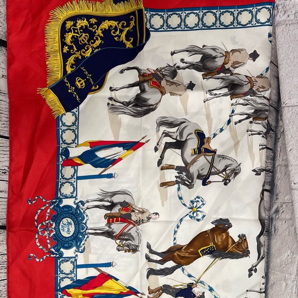 HERMES Carre 90 REAL ESCUELA ANDALUZA DEL ARTE ECUESTRE Scarf Stole Auth Women - Picture 5 of 12